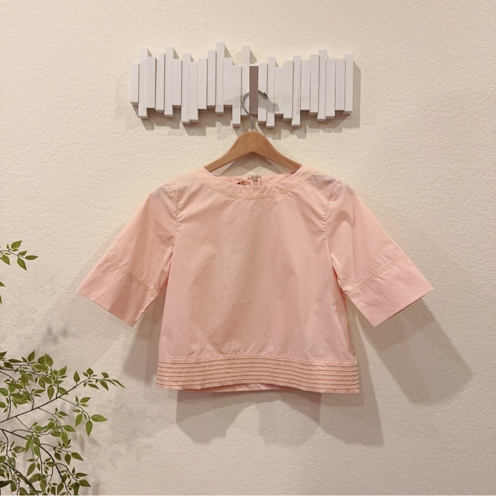 Marni Pale Pink Short Sleeve Cotton Blouse Top Size 14 NWT